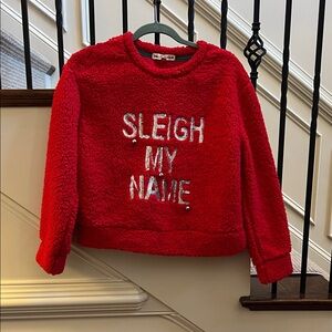 Wallflower Christmas Santa holiday sleigh fleece sweatshirt Top medium